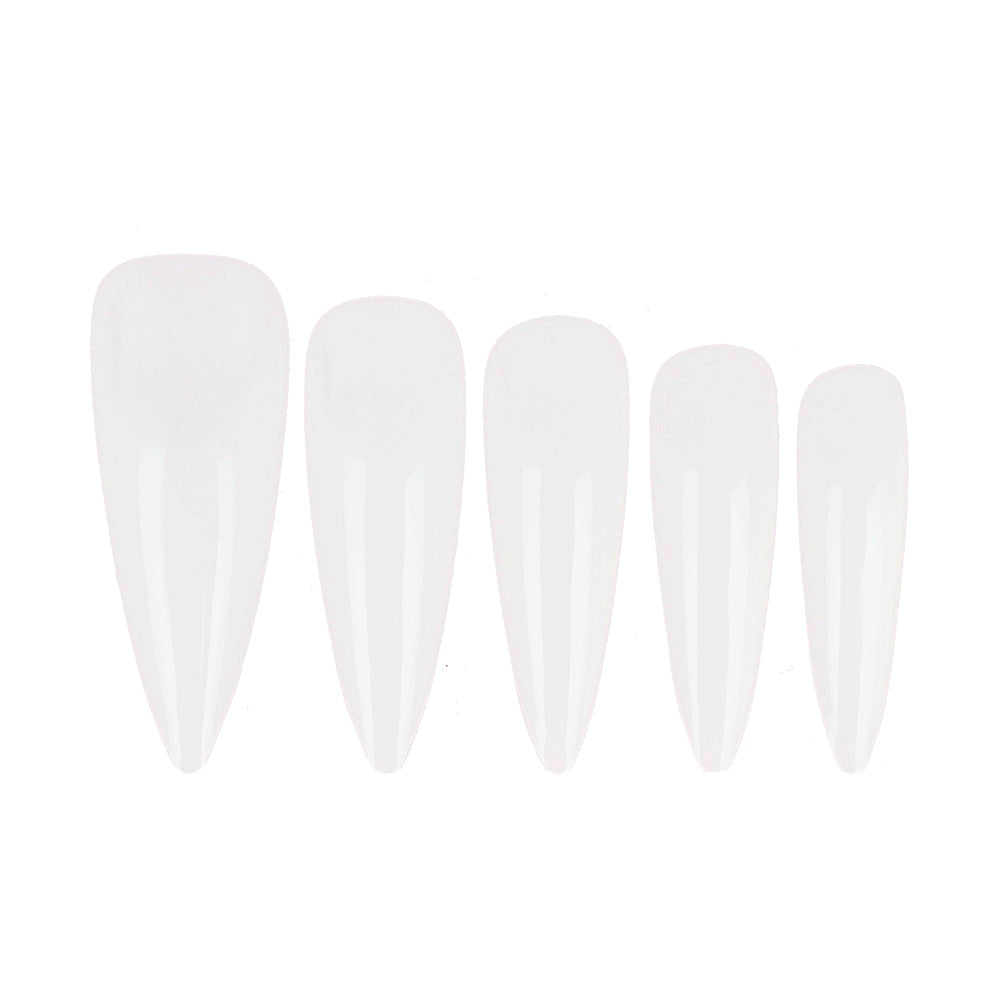 TUFI profi PREMIUM soluble gel tips for nail extension long stiletto clear 240 pcs